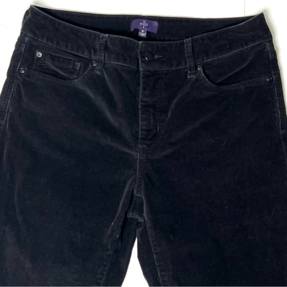 NYDJ Marilyn Mini Wale Corduroy Pants sz 8 Black Slim Straight Leg Staple Piece - Picture 4 of 15
